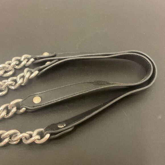 Mechi Bag Purse Replacement Handles 25" Long Silver and Black Ring Claps - Picture 5 of 6